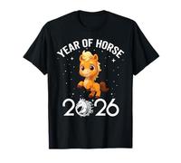 Cute New Year 2026 Fun Year of Horse Orange for Kid Girl Boy T-Shirt