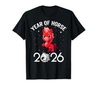 Cute New Year 2026 Fun Year of Horse Red- for Kid Girl Boy T-Shirt