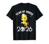 Cute New Year 2026 Fun Year of Horse Yellow for Kid Girl Boy T-Shirt