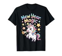 Cute New Year Magic Unicorn Pastel Celebration Style T-Shirt