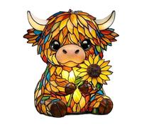Cute Night Light Decorative Lamp, Warm Ambiance Lighting Function, Cow Shape Sunflower Lamp for Spaces, Soft Glow Rustic Animal Design Feature, Farmhouse Nursery Bedroom Decor Category