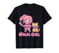 Cute Ninja Girl Kawaii Anime Japonais Rose Anniversaire Enfants T-Shirt