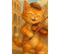 Cute Notebook for Kids - Funny Animal Musicians - Cat Plays the Violin - Lined Pages - 100 Pages - 6" x 9"