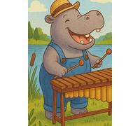 Cute Notebook for Kids - Funny Animal Musicians - Hippopotamus Plays the Marimba - Lined Pages - 100 Pages - 6" x 9"