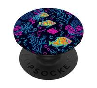 Cute Ocean Fish in Coral Reefs Summer Pattern PopSockets PopGrip Adhésif
