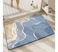 Cute Ocean Tapis de salle de bain super absorbant - Lavable en machine et antidérapant - Pour douche, chambre à coucher et salon (58,4 x 40,6 cm, océan)
