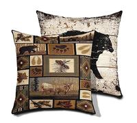 Cute Ours Taies d'oreiller 55x55cm Doux Animaux Sauvages Lot De 2 Housses de Coussin Taie Oreiller pour Salon Chambre à Coucher Village Cabin Pays Nature Animaux Sauvages Housse Coussin for Couch