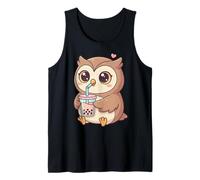 Cute Owl Bubble Tea Kawaii Anime Owls Lover Girls Débardeur