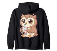 Cute Owl Bubble Tea Kawaii Anime Owls Lover Girls Sweat à Capuche