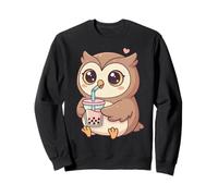 Cute Owl Bubble Tea Kawaii Anime Owls Lover Girls Sweatshirt