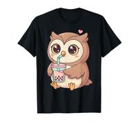 Cute Owl Bubble Tea Kawaii Anime Owls Lover Girls T-Shirt