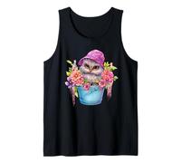 Cute Owl Graphic for Women and Girls Colorful Spring Flower Débardeur