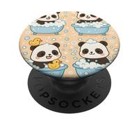 Cute Panda Cartoon Bubble Bath Kawaii Animal Art PopSockets PopGrip Adhésif