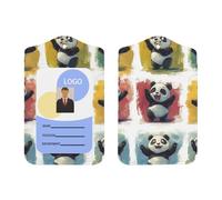 Cute-Panda-Dance Porte-badge en cuir synthétique avec cordon, porte-badge vertical pour Ofiice