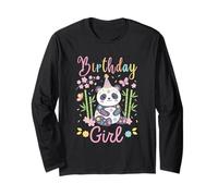 Cute Panda Floral Girls Birthday Party Manche Longue