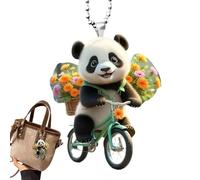 Cute Panda Ornament, Acrylic Rearview Pendant, 3.15 inches Car Charm with Hanging Loop, Decorative Display Accessory, Vehicle Decor with Cartoon Design, Interior Accessory for Home and Backpack