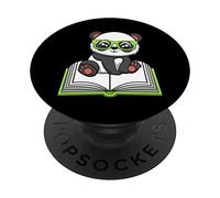 Cute Panda Reading Books Cozy Literature PopSockets PopGrip Interchangeable