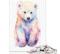 Cute Pastel Baby Ice Bear Puzzle 1000 Pièces Cadeau Unique Jeu Éducatif Challenge Toy À De Qualité Supérieure Peinture Art pour Adultes Enfants 1000pcs (38x26cm)