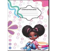 Cute Pastel Floral Notebook for Girls - College Ruled, 100 Pages, 9.75 x 7.5 - Pretty School Journal with Black Girl Cover: Soft pastel design with ... or back-to-school gifts for girls ages 6-14