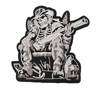 Cute-Patch Patch écusson brodé squelette tête de mort MC moto thermocollant
