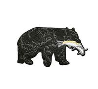Cute-Patch Wild Black Bear Catching Fish Applique Embroidery Écusson brodé Costume Animaux