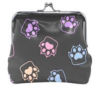 Cute Patte Noire Personnalisée En Cuir Monnaie Pochette Femmes Fille Boucle Baiser Serrure Carte Changement Titulaire pour Pièces de monnaie, Mignon Patte Noir, Cute Paw Black