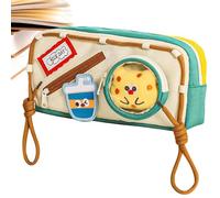 Cute Pencil Case - Food Theme Canvas Pouch | Big Capacity Stationery Box | Retro Hamburger & Pizza Patterns, Detachable Round Coin Pocket, Zippered School Supply Organizer for Desk Backpack Travel