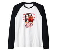 Cute Penguin Chocolate Valentine Love Bites Hearts Manche Raglan