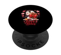 Cute Penguin Chocolate Valentine Love Bites Hearts PopSockets PopGrip Adhésif