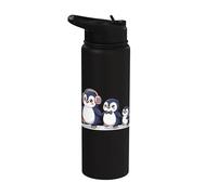 Cute Penguin Family Walking Winter Cartoon Stainless Steel Insulated Water Bottle