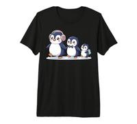 Cute Penguin Family Walking Winter Cartoon T-Shirt Haut de Gamme