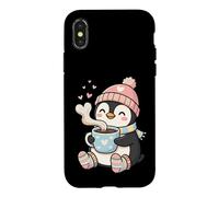 Cute Penguin Hot Cocoa Winter Beanie Scarf Socks Coque pour iPhone X/XS