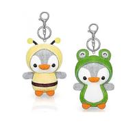 Cute Penguin Keychains 2 Pieces Stuffed Penguin Plush Pendant 5 Inch Mini Toys for Backpacks Accessories Kids Birthday Party Favors, Green And Yellow