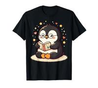 Cute Penguin Reading Book Lover Art T-Shirt