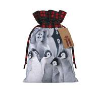 Cute Penguin1 Print Christmas Candy Bags,Vacances Party Color-Blocked Drawstring Bags,Drawstring Snack Bags