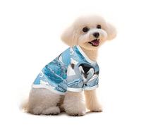 Cute Penguins Baby taking Pictures Printed Everyday Soft Cotton Dog Short Sleeve T-Shirt For Chihuahuas & Teacup Puppies & Small Dogs Breeds Stretch Cat Outfit