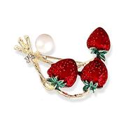 Cute Personality Red Rhinestone Strawberry Fruit brooches and Enamel Flower pins Brooch for Women Fashion Jewelry Made in China