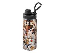 Cute Pet Dogs Bouilloire de sport isotherme à double paroi pour boissons chaudes et froides 532 ml Parfait pour les voyages, le camping