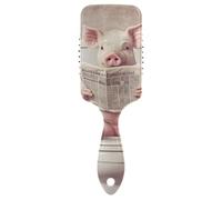 Cute Pet Pig Brosse de lecture antistatique pour le journal et la lecture de toilettes pour cuir chevelu clairsemé avec poignée ergonomique cepillo anti-frisottis para cabello