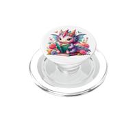 Cute Pink Baby Dragon Floral Book Lover Bookish Fantasy Era PopSockets PopGrip pour MagSafe