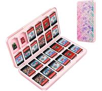 Cute Pink Game Switch Storage Box for Nintendo Switch,Portable Game Card Storage Case with 24 Game Card Slots and 24 Micro SD Card Slots.[K32]