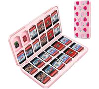 Cute Pink Game Switch Storage Box for Nintendo Switch,Portable Game Card Storage Case with 24 Game Card Slots and 24 Micro SD Card Slots.[K34]