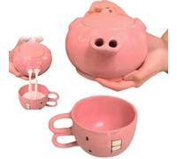 Cute Pink Piglet Ceramic Teapot and Cup Set,Funny Ceramic Pig Teapots,Creative Water Comes Out of The Pig's Nose Kettle,Funny Christmas Gifts Coffee Cup Pot for Friends and Family