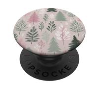 Cute Pink Sage Green Christmas Tree Holiday Christmas Themed PopSockets PopGrip Adhésif