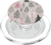 Cute Pink Sage Green Christmas Tree Holiday Christmas Themed PopSockets PopGrip pour MagSafe