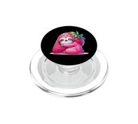 Cute Pink Sloth Hugging Strawberry Kawaii Animal Graphic PopSockets PopGrip pour MagSafe