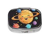 Cute Planet Pilulier carré avec 2 compartiments, mini pilulier portable pour médicaments, vitamines, huile de poisson, compléments