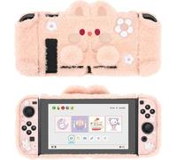 Cute Plush Protective Case Compatible with Nintendo Switch and Joy Con Shockproof Absorption Anti-Scratch Cute Rabbit Plush Toy