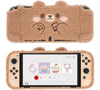 Cute Plush Protective Case Compatible with Switch Console OLED and Joy Con-Shock Absorption and Anti-Scratch-Teddy Bear