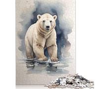 Cute Polar Bear Watercolor Puzzle 1000 Pièces Educa Jouet en Bois Divertissement Créatif De l'art De La Décoration Jeu Éducatif Challenge Toy Adultes & Enfants des 14 Ans 1000pcs (38x26cm)